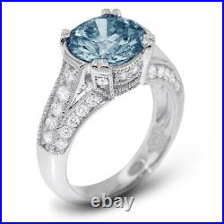 1.96ct Blue SI3 Round Natural Diamonds 14k Vintage Style Sidestone Ring