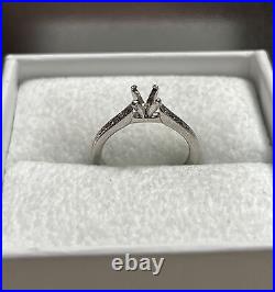 14K White Gold Vintage Style Engraved Blue Nile Solitaire Engagement Mounting