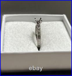14K White Gold Vintage Style Engraved Blue Nile Solitaire Engagement Mounting