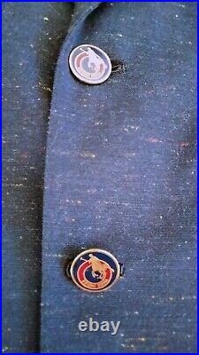 2 Pc Vintage Brioni Suit Blue Speckle Roman Style deLisi 100% Wool 41/51 36R/42