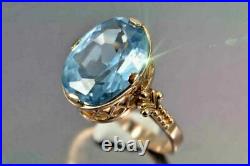 3.50Ct Oval Blue Aquamarine Vintage Style Womens Engagement Ring Real 925 Silver