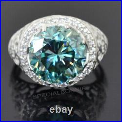8.20 Ct Certified Blue Diamond Solitaire Ring-925 Silver, Vintage Style