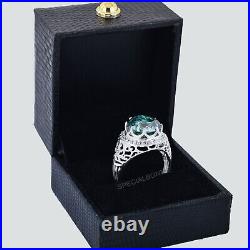 8.20 Ct Certified Blue Diamond Solitaire Ring-925 Silver, Vintage Style