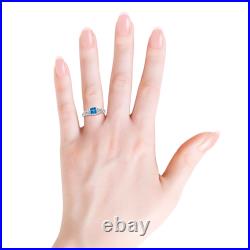 ANGARA Vintage Style Cushion Swiss Blue Topaz Solitaire Ring in 14K Gold