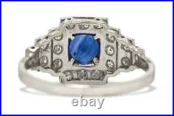 Amazing Egyptian Vintage Style Dark Royal Blue Sapphire & White CZ 1.76TCW Ring