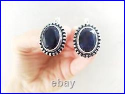 Armenian Spirit Earring ring silver 925 Vintage style jewelry zircon blue navy