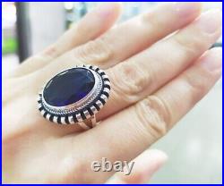 Armenian Spirit Earring ring silver 925 Vintage style jewelry zircon blue navy