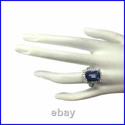 Art Deco Vintage Style 8.96CT Cushion Blue Tanzanite With 1.34CT Clear CZ Ring