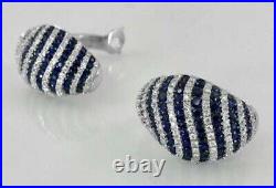 Attractive Vintage Style Blue & White Lab Created Gemstone Women's Fine Earring