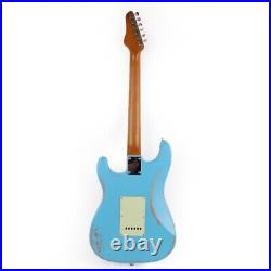 Blue 6-string electric guitar light Relic vintage style hand made S-S-S Pickup