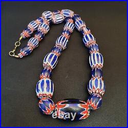 Blue Chevron Vintage Venetian antique style Glass Beads with hundred eyes Beads