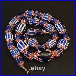Blue Chevron Vintage Venetian antique style Glass Beads with hundred eyes Beads