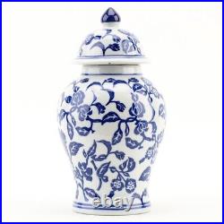 Blue and White Ginger Jar Flowers Chinoiserie Oriental Temple Jar Vintage Style