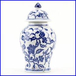 Blue and White Ginger Jar Flowers Chinoiserie Oriental Temple Jar Vintage Style