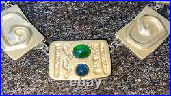 CARLOS FALCHI Egyptian Style Blue/Green Cabashon Necklace Vintage Jewelry