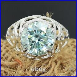Designer 5.20 Ct Certified Blue Diamond Unisex Ring-925 Silver, Vintage Style