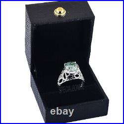Designer 5.20 Ct Certified Blue Diamond Unisex Ring-925 Silver, Vintage Style