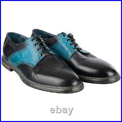 Dolce & Gabbana Vintage Style Leather Derby Shoes Marsala Blue Navy 08606