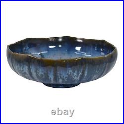Fulper 1917-34 Vintage Arts And Crafts Pottery Crystalline Blue Ceramic Bowl 559