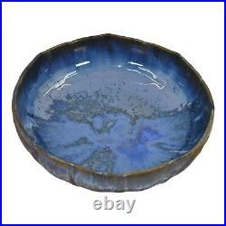 Fulper 1917-34 Vintage Arts And Crafts Pottery Crystalline Blue Ceramic Bowl 559