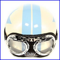 Gentle prince Motorcycle Helmet with Goggles Vintage Pilot Style free size blue