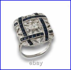Handmade Beautiful Vintage Style Blue Sapphire & White CZ Women's Wedding Ring