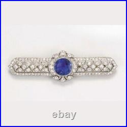 Lab Created Blue Sapphire Tie Pin Vintage Style 925 Sterling Silver CZ Jewelry