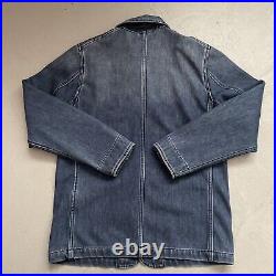 Levis Denim Fleece Lined Chore Engineer Vintage Style Work Jacket Faded Mens M