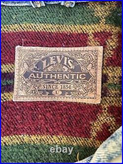 Levis Jacket Vintage Blue Denim Aztec Native American Style Lining made in USA