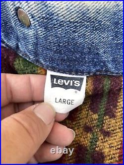 Levis Jacket Vintage Blue Denim Aztec Native American Style Lining made in USA