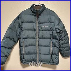Montbell Men's Large Vintage Style Puffer Goose Down Coat in Silvery Blue