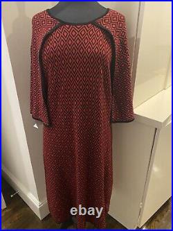 New Vintage Anthony Original Dress Red Navy Blue Cape Style Size L