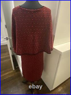 New Vintage Anthony Original Dress Red Navy Blue Cape Style Size L