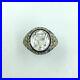 Old Era Vintage Style White Cubic Zirconia & Blue Sapphire Ring (5.5 Size)