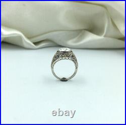 Old Era Vintage Style White Cubic Zirconia & Blue Sapphire Ring (5.5 Size)
