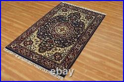 Parsian Oriental Wool Area Rug Hand-Knotted Vintage Style Blue Carpet 4x6 ft