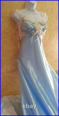 Powder Blue Vintage Style Empire Waist Babydoll Sheath Satin Wedding Bridal Gown