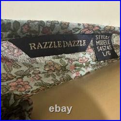 Rare-Vintage Razzle Dazzle Floral French Style 80s floral teal blue Laces Large