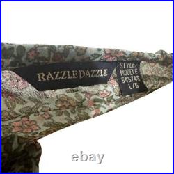 Rare-Vintage Razzle Dazzle Floral French Style 80s floral teal blue Laces Large