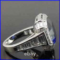 Superb Vintage Style Blue Cushion Cut Lab Created Sapphire Women Jewelry Ring