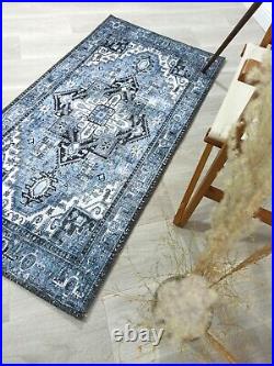 Turkish Rug, Blue Kilim Vintage style Area & Runner Rugs Home Decor, Bohemian