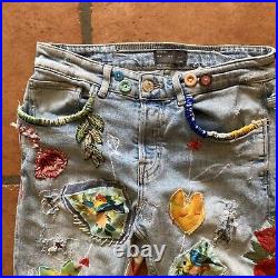 Upcycled Denim Jeans Zara festival wear cottageco Chic vintage Style 3-6 Womens