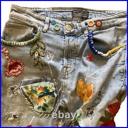 Upcycled Denim Jeans Zara festival wear cottageco Chic vintage Style 3-6 Womens