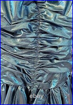 VTG 80s Retro Fancy Frocks Phyllis Gerrans Metallic Turquoise Dress Sz. 11