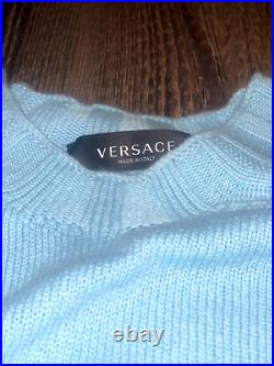 Versace Sweater Men SMALL size 46 Baby Blue Vintage Style Designer