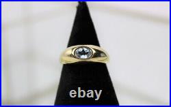 Vintage 1960's 9ct 9k Gold Gypsy Style Ring with Blue Topaz, 333 gold, 0.6 ct