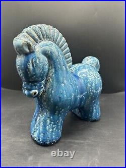 Vintage 1960's Heavy Danish MID Century Style Blue Ceramic Horse Sculpture