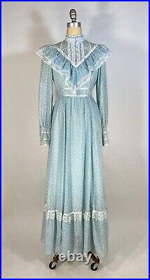Vintage 1970's light blue VICTORIAN style dress Gunne Sax by Jessica McClintock