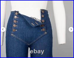 Vintage 1970s 70s jeans blue denim wide leg sailor pants Chemin de fer style