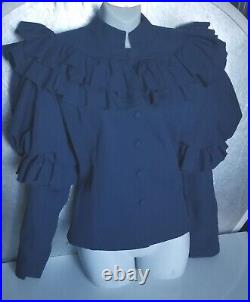 Vintage 1980s Victorian Style Gigot Blue Pouffed Jacket sz 38